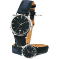 Reloj conjunto de reloj negro de acero inoxidable con pareja